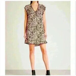 Zadig & Voltaire Dress Womens Small Ringo Leo Crinkle Animal Print Short Sleeve